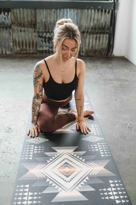 Buffalo Hills Shadow Yoga Mat – 6 mm Extra Thick, Double-Sided Non-Slip, Eco-Friendly PER with Southwestern Design | Yune Yoga